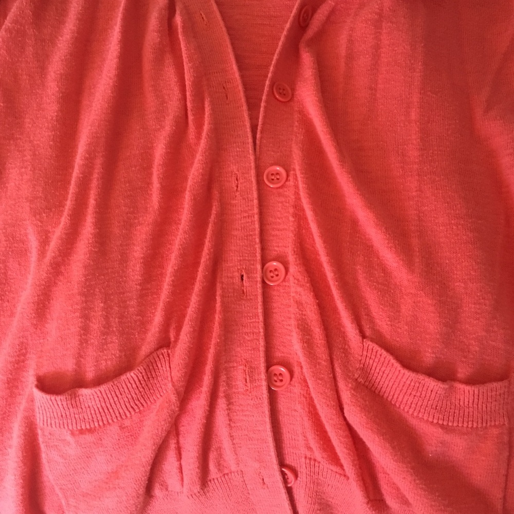 Forever 21 Coral Pink Long Cardigan w/Pockets - S